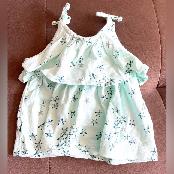 Baby Girls Infant 3-6 Months Old Navy Aqua Sea star print layered tank top flowy - Picture 1 of 5